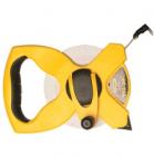 盤式玻璃纖維公英制長卷尺, 1/2''寬尺帶，雙面公英制刻度，清晰易讀?？箾_擊ABS外殼，有效防震。 PVD尺帶，易于清潔。橡膠手柄，握持舒適。Class III精確度。