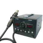 ·手柄采用防回風(fēng)設(shè)計(jì)，杜絕溫度過(guò)高燒手柄。

·自動(dòng)休眠，熱風(fēng)焊臺(tái)手柄放置焊臺(tái)架上，機(jī)器將自動(dòng)進(jìn)入休眠狀態(tài)，節(jié)省能源，延長(zhǎng)發(fā)熱體的使用壽命。

·加熱與冷風(fēng)切換非常方便。

·有工作模式記憶存儲(chǔ)功能，調(diào)用很方便。

·插卡式數(shù)據(jù)管理，避免操作人員隨意更改設(shè)置參數(shù)。

·關(guān)機(jī)冷卻，工作結(jié)束不使用機(jī)器，關(guān)閉電源開(kāi)關(guān)，機(jī)器將自動(dòng)冷風(fēng)延時(shí)關(guān)機(jī)。

·設(shè)有故障報(bào)警功能，當(dāng)機(jī)器出現(xiàn)故障時(shí)，機(jī)器將發(fā)出報(bào)警提示。

·雙窗口數(shù)碼顯示，濕度和風(fēng)量顯示直觀。

·手柄流線型設(shè)計(jì)，帶按鍵訊響。使用舒適方便。

·顯示的溫度值可攝氏與華氏任意轉(zhuǎn)換，使用方便。
